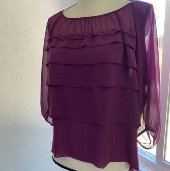 Max Studio M layered sheer blouse - Picture 3 of 6